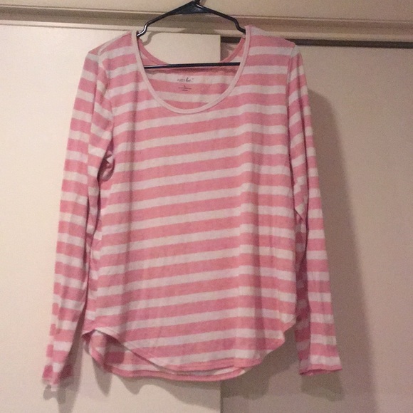 Pink and white striped long sleeve - Picture 1 of 3